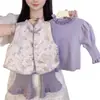 Nuevo Traje de Estilo Chino para Niñas Sweet Xiaosi para Otoño e Invierno, Nuevo Cheongsam de Estilo Nacional para Bebés Niñas, Chaleco y Pantalones para Niños