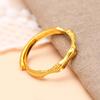 Anillo Alto Abierto de Oro Arena Vietnamita para Hombre y Mujer, Anillo de Bambú Ajustable Chapado en Oro Latón, Joyería para Mano