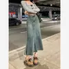 Falda vaquera estilo Hong Kong retro para mujer, nuevo modelo 2026, dobladillo deshilachado, longitud media, tiro alto, corte A adelgazante, falda vaquera ajustada