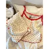 Pijama de tirantes con lunares y encaje dulce y femenino para mujer, Novedad Primavera 2026, Conjunto de Shorts de Encaje para Casa, Tallas Grandes
