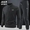 Conjunto de Dos Piezas de Sudadera Cardigan para Otoño e Invierno para Personas Jóvenes y de Mediana Edad, Traje Deportivo Casual de Manga Larga para Hombre, Nuevo para Primavera y Otoño, con Cuello Alto