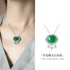 Collar de plata esterlina con colgante de calcedonia verde natural para mujer, estilo chino, con incrustaciones de circonita, cadena de clavícula, joyería de alta calidad.
