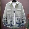 Camisa jeans masculina primavera e outono juventude gradiente casual manga comprida camisa moderna bonita all-match workwear camisa jaqueta