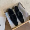 Chuyuji Sapatos Mary Jane de Pelúcia com Salto Grosso Estilo Francês para Mulheres 2026 Novos Sapatos Peludos de Outono Inverno para Noite