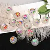 Cuentas Redondas Estampadas Luminosas de 16 mm Cuentas Pequeñas Rojas de Flor de Acrílico para Bolígrafo, Cadena de Teléfono Móvil, Accesorios de Joyería