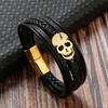 Nuevas Pulseras de Calavera Tejidas a Mano de Cuero Transfronterizas para Hombres, Accesorios de Joyería de Acero Inoxidable para Mujeres, Fabricantes de Galvanoplastia