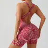 Traje de Yoga Enterizo sin Costuras con Estampado de Leopardo y Lazos Cruzados más Vendido de Shein para Fitness, Deportes y Uso Casual de Mujer