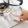 Cepillo para inodoro con mango extendido para limpiar esquinas de difícil acceso, cepillo de plástico en forma de V curvado hacia el lateral del inodoro