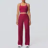 Conjunto de Sutiã Esportivo Sexy com Suspensório Costas Bonitas Cintura Alta Perna Larga Reta Roupa de Yoga Lazer ao Ar Livre Corrida Roupa de Fitness
