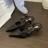 Zapatos de tacón alto de punta fina, elegantes mules cerrados para usar al aire libre, con hebilla metálica y una sola tira, zapatos de vestir de estilo francés