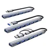Hub Promocional de Bajo Precio Hub Usb3.0 Estación de Acoplamiento Divisor Uno a Siete 7 Puertos para Portátil Aleación de Aluminio