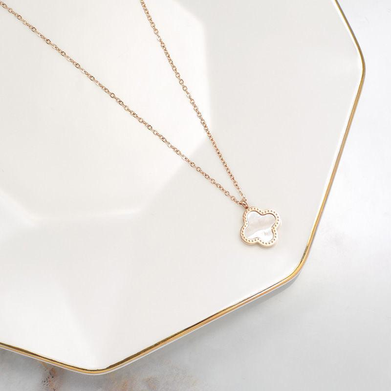 四叶草-黑白贝-玫瑰金