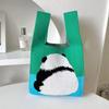 Bolso de mujer con diseño de panda de dibujos animados, bolso de punto a juego, bolso de muñeca, bolso de hombro, bolso de mano