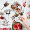 La Serie Más Vendida de Flores Nuevas de Amazon, Ramas con Bayas, Piñas, Cuentas, Frijol Rojo, Flores de Pino, Ramo, Accesorios de Decoración Navideña