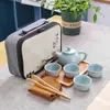 Juego de Té de Viaje Cerámica Horno Viaje Kung Fu Juego de Té Taza Express Bolsa de Almacenamiento Actividad de Empresa Regalo LOGOTIPO