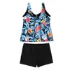 Traje de baño de dos piezas de estilo nuevo europeo y americano Tankini estampado Conservador Adelgazante Sin mangas Amazon Transfronterizo