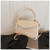 Bolsa de mão retrô simples feminina 2024 outono nova coreana cor sólida listrada bolsa de ombro crossbody pequena bolsa quadrada bolsa feminina