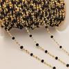 Cadena artesanal de oro de 14 quilates con cuentas de cobre y cristal de 3 mm, hecha a mano, para joyería, collar, accesorios de ropa, cadena colgante.