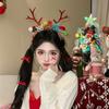 Diadema de Ciervo Navideño con Astas, Tocado de Otoño Invierno para Mujer, Diadema Súper de Hada, Disfraz de Reno, Accesorios para Fotos