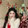 Diadema de Oso Navideño con Cabeza de Astas Grandes Accesorios para el Cabello de Navidad de Otoño e Invierno Diadema Súper Hada para Mujer Accesorios para Fotos de Disfraz de Reno