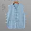 Chaleco de Algodón y Lino Estilo Chino de Verano 2025 para Hombre Retro con Botones Talla Grande Camisa Chaleco para Hombre Chaqueta China para Hombre