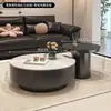 Mesa de centro redonda de ardósia designer para sala de estar, adequada para casas pequenas, luxo leve moderno, minimalista, de alta qualidade, novo estilo de mesa de chá pequena