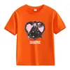 Comercio Exterior Americano Verano Pesado Color Sólido Estampado de Letras Algodón Manga Corta Camiseta Manga Media Ropa para Clase Padre-Hijo Ropa para Niños