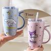 Caneca de Cerâmica Casal Caneca de Cerâmica Grande Capacidade Copo com Canudo Escritório Copo de Água Doméstico de Aparência Sofisticada Presente para Menina