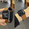 Adequado para Homens e Mulheres, Pulseira de Relógio Apple Iwatchs12Ultra9876543 com Fivela Magnética Dobrável Couro