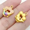 Pingente tradicional de peixe koi com gota de óleo banhado a ouro para riqueza e fortuna, nova pulseira de liga estilo chinês, acessórios de joias com caractere da fortuna atacado