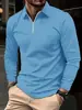 Camisa polo de manga larga transfronteriza para hombre, ropa de hombre, camisa base de color liso, disponible exclusivamente en AliExpress, Amazon y Joom