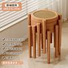 Banco nórdico de madeira rattan, banco quadrado empilhável para uso doméstico, banco de jantar de espera para restaurante, mesa de jantar simples, cadeira alta