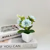 Olla Pequeña Cuadrada Caliente Transfronteriza Adornos de Crisantemo Artificiales Planta Mini en Maceta Fotografía Decoración de Foto Accesorios de Flores Falsas