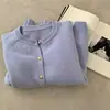 Nuevo Estilo Otoño e Invierno Cardigan de Lana Gruesa Tejido de Siete Puntos con Botones Dorados Pequeños y Mangas Ranglán, Chaqueta y Top de Capa Base Holgados para Mujer