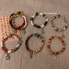 Nueva Colección de Pulseras Chinas ~ Pulsera de Cerámica con Cuentas Estilo Étnico Estilo Zen Estilo Nacional Pulsera Elástica con Colgante para Mujer