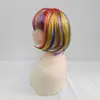 Atacado do Fabricante Comércio Exterior Moda Europeia e Americana Feminina Colorido Arco-Íris Curto Liso Peruca Bob com Repartição no Meio Acessório para Cabeça