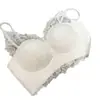 Lencería Francesa de Encaje con Escote en V Profundo y Puro Deseo para Mujeres de Busto Pequeño Push-up Sin Varillas Estampado de Leopardo Sexy Espalda Hermosa Transpirable Sin Costuras Sujetador