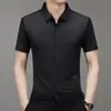 Nova Camisa Masculina de Manga Curta Estilo TikTok Verão 2024 Leve Madura Casual Gola Lapela Camisa Sem Marcas para Homens