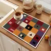 Alfombrilla de Drenaje para Cocina Cuadros Coloridos Retro de Barro Diatomeas Absorbente de Agua Secado Rápido Antideslizante Alfombrilla para Mesa Secado de Vajilla Tazones y Platos