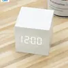 Fábrica Fuente Venta al por Mayor Reloj de Madera LED Digital Luminoso Controlado por Voz Despertador Adorno de Escritorio Regalo Despertador para Estudiantes