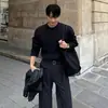 Myq Luz Estilo Maduro Color Puro Suéter Jersey Hombre Invierno Cálido Holgado Tejido Camisa Base Ropa de Trabajo Coreana Usar