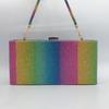2021 Transfronteiriça Nova Bolsa de Festa Gradiente Arco-Íris Strass Bolsa Quadrada Pequena de Mão Cheia de Diamantes Bolsa de Maquiagem de Mão com Diamantes Feminina