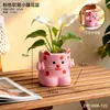 Vaso de planta suculenta de gato rosa, macio e fofo, vaso de flor criativo personalizado para decoração de varanda de casa e peitoril de janela, ornamento de planta em vaso