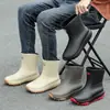 Botas de Lluvia Impermeables para Hombres y Mujeres, Tobillo Corto, Caña Baja, Cubrezapatos para Senderismo al Aire Libre, Antideslizantes, Resistentes al Olor, Cálidas, Botas de Goma, Estilo Pareja