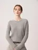 Estilo Sencillo Cuello Redondo Tejido de Cable Cachemira Suéter de Punto para Mujer Otoño 2026 Suéter de Punto Grueso Perezoso Cálido