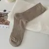 Calcetines suxinaimin para Mujer Rayas Verticales Huecas Algodón Estilo Básico Color Sólido Estilo Japonés Calcetines con Volantes de Media Pantorrilla Primavera Verano Mujer