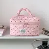 Necessaire matelassada de bolinhas estilo coreano, nécessaire de grande capacidade para meninas, estojo de lápis para estudantes, bolsa de renda para guardar óculos