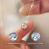 Collar de Burbuja Pequeña con un Solo Diamante del Mismo Estilo de Zhao Silu para Mujer Cadena de Clavícula de Alto Gama con Baño de Oro de 18 Quilates en Plata de Ley 925 Que No Se Desvanece