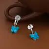 Pendientes de Mariposa Azul de Ensueño de Hada Súper Discos de Bobina de Mosquitos Clip para Oreja Orejas Perforadas de Mujer Pendientes Exquisitos de Bosque Dulce Pendientes