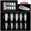 Manicura 100 Piezas en Caja Blíster, Uñas Trapezoidales, Uñas Transparentes de Pegamento Completo Medio Pegamento, Uñas Postizas, Uñas de Gota de Agua de Pegamento Completo